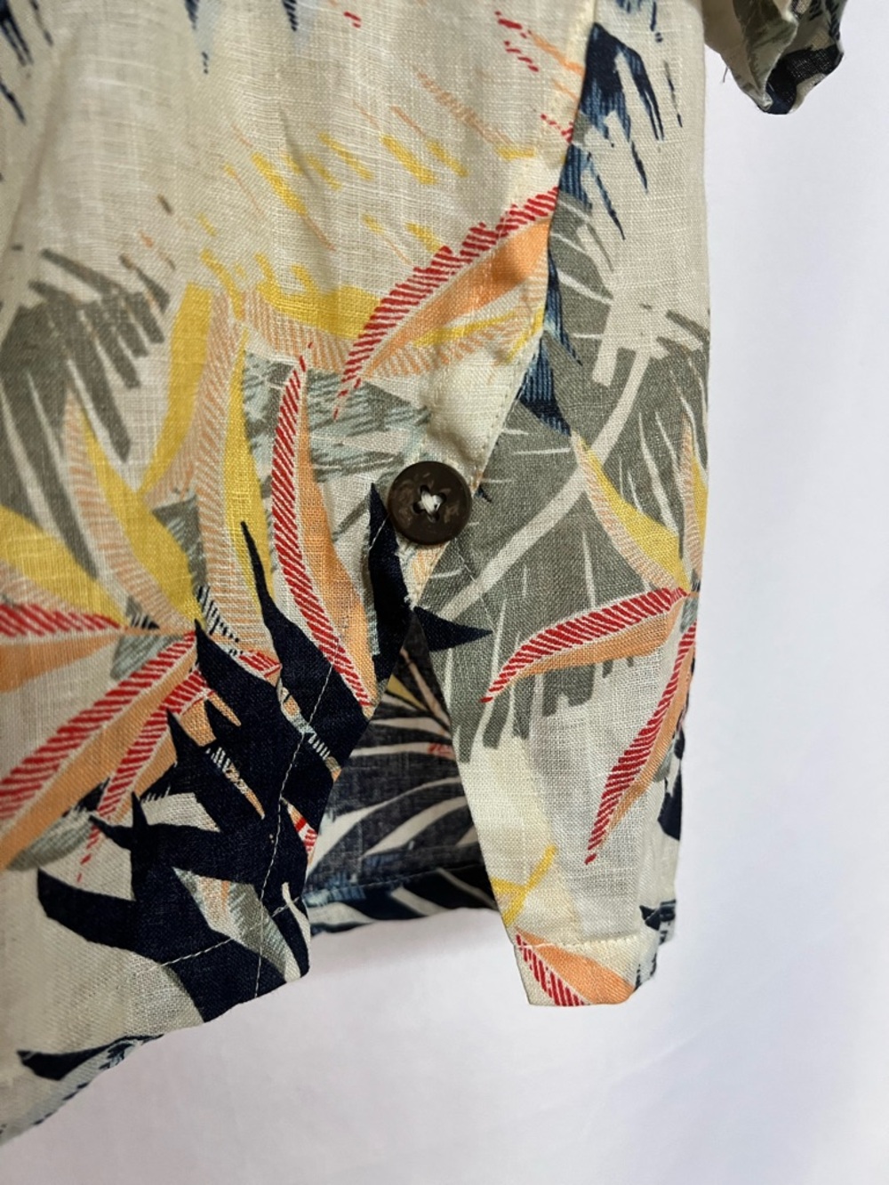Chico's Cream Tropical Print 3/4 Sleeve Linen No Iron Women’s Tunic Blouse 1(M) - Picture 7 of 10